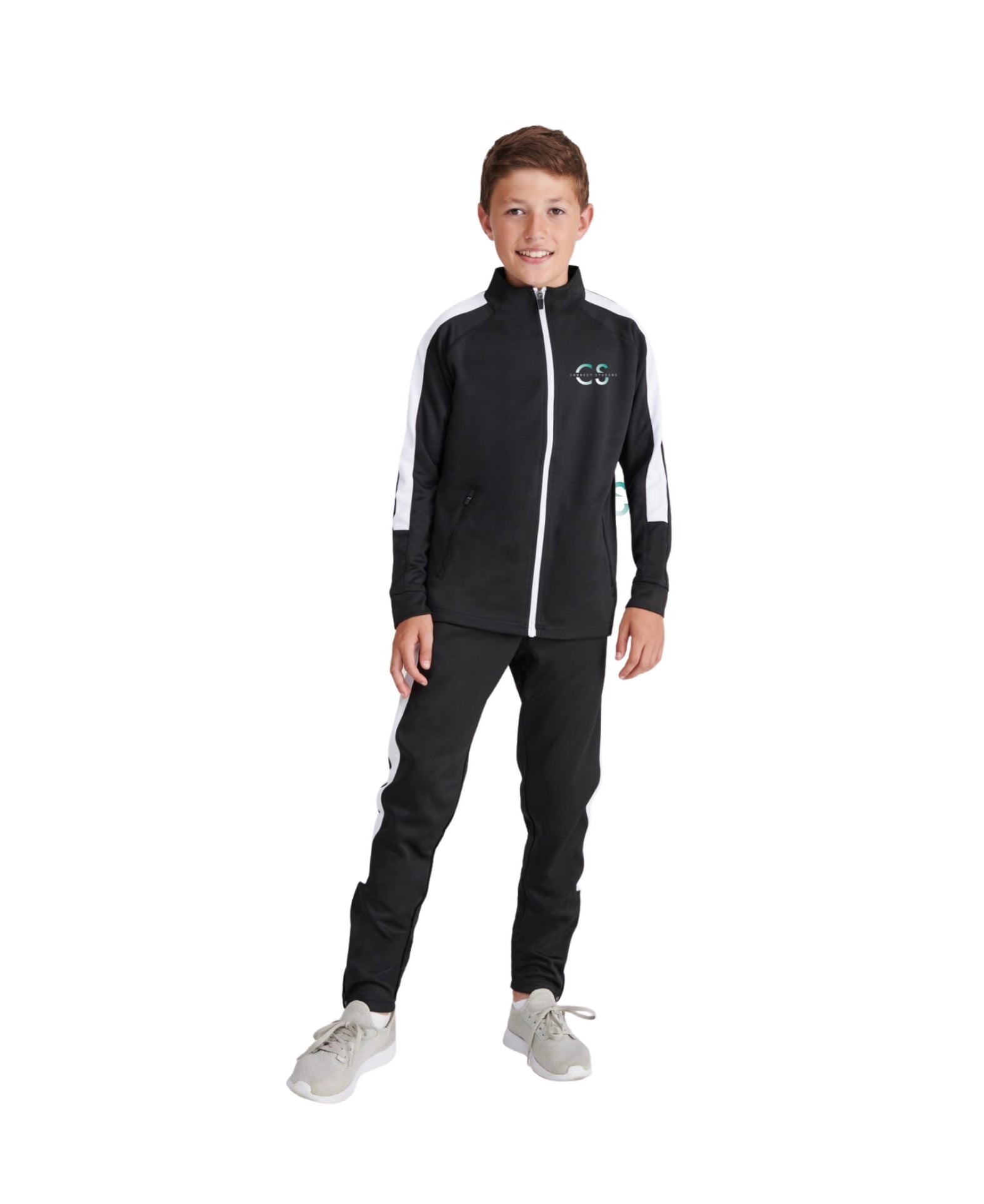 Premium Connect Boys Tracksuit in Black and White